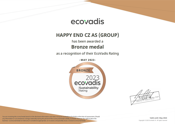 Certyfikat EcoVadis - brązowy medal